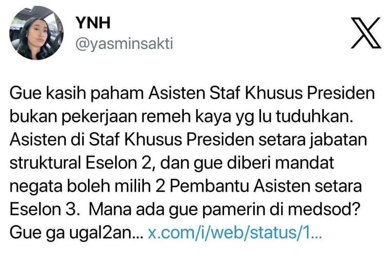 Heboh di Medsos Soal Gaji Stafsus Presiden, Yasmin Nur Minta Maaf