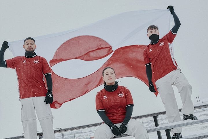 Kemeja dan bendera sepak bola Greenland