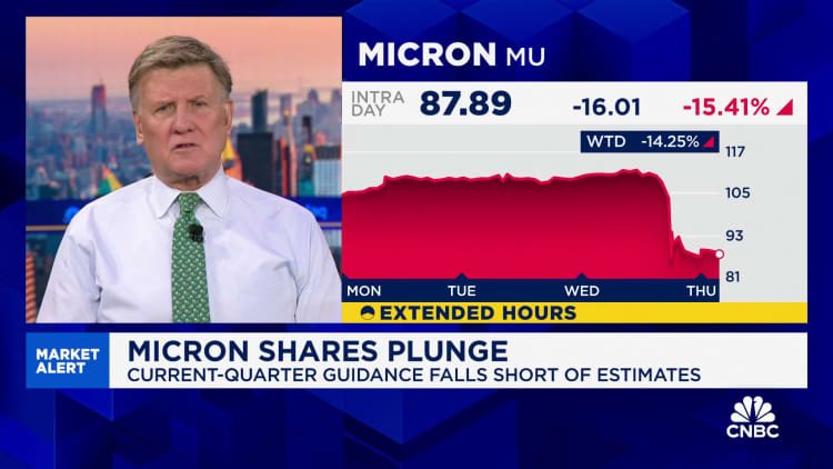 Saham Micron jatuh karena panduan kuartal kedua yang lemah