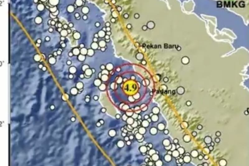 Gempa M 4.9 Guncang Pariaman Sumatra Barat