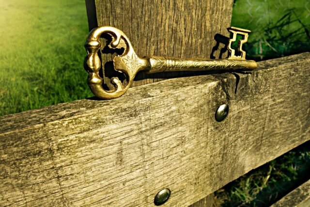 open-wood-vintage-antique-green-entrance-key-metal-gate-security-sculpture-safety-locked-golden-key-542812.jpg