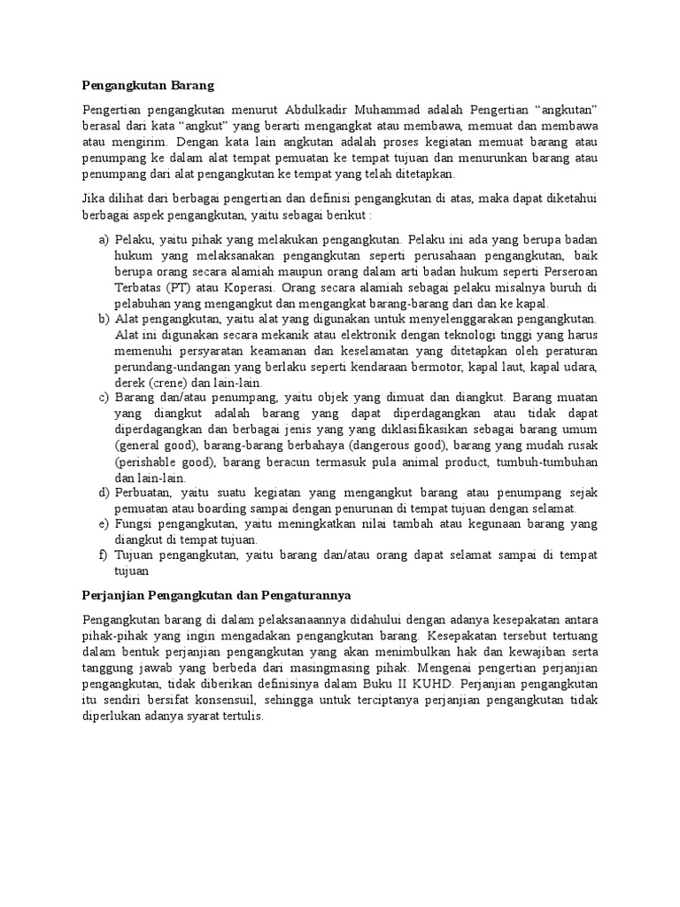 Batasan Pengangkutan Barang Dinamis