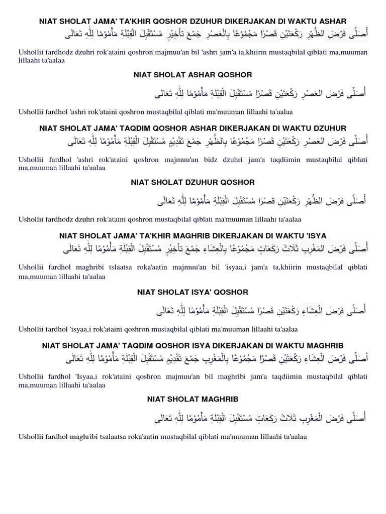 Niat Sholat Jamak Lengkap untuk Perjalanan Jauh