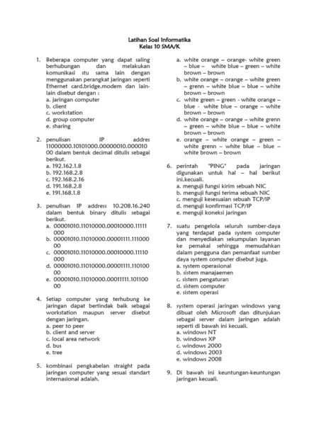 Soal Esai Informatika Kelas 10 Semester 2 Kurikulum Merdeka 2026