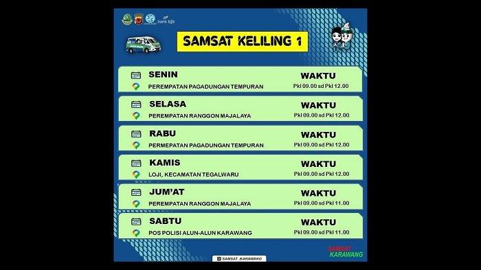 Samsat Keliling Kota Bekasi, Bekasi dan Karawang 12 Januari 2026