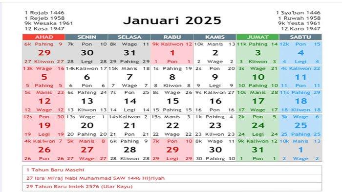 Jadwal Libur Nasional Januari 2026: Ada Akhir Pekan Panjang