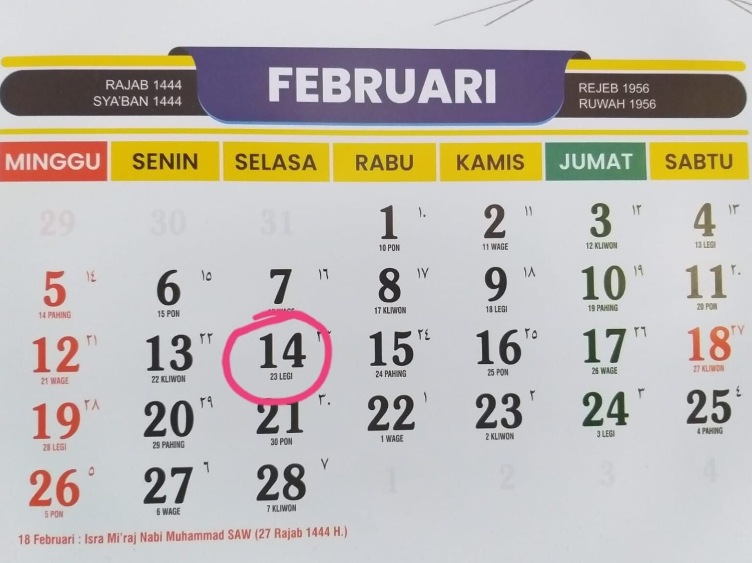 Kalender Jawa 7 Februari 2026: Sabtu Kliwon Malam Minggu, Berapa Hari Lagi Ramadhan 1447 H?