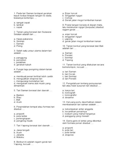 25 Soal PTS SBdP Kelas 4 SD Semester 2 Kurikulum Merdeka 2026 dengan Kunci Jawaban