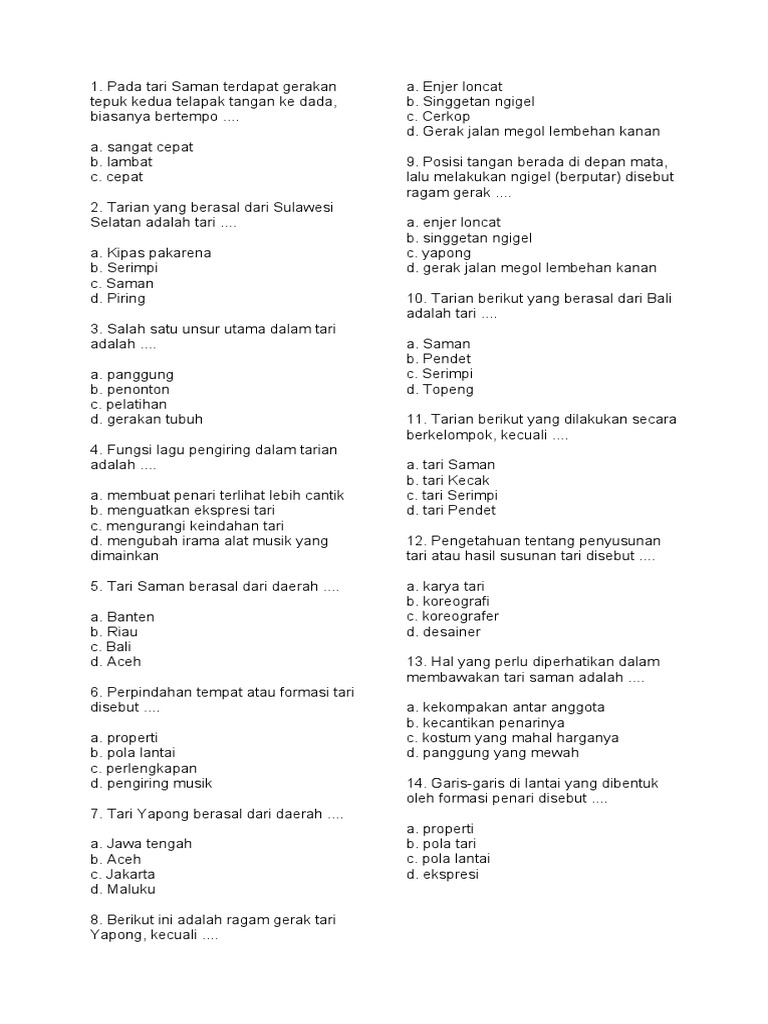 25 Soal PTS SBdP Kelas 4 SD Semester 2 Kurikulum Merdeka 2026 dengan Kunci Jawaban