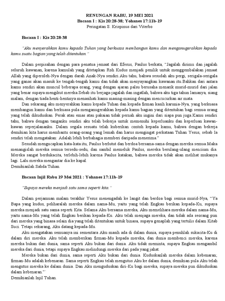 Bacaan Injil Katolik 16 Februari 2026 dan Renungan Harian