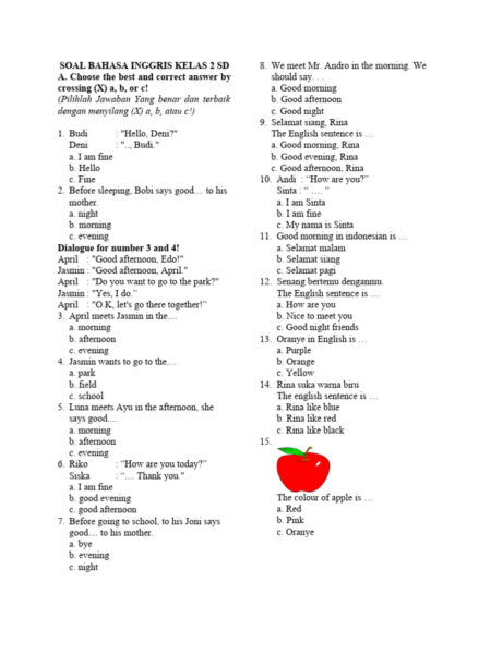 Apa yang kubuat dengan bola? Soal Bahasa Inggris Kelas 2 SD Semester 2 Tahun 2026