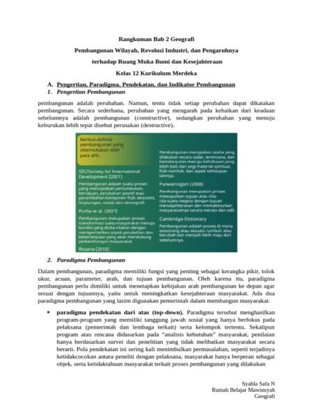 Ringkasan Bab 2 Pembangunan Wilayah: Revolusi Industri dalam Geografi Kelas 12 SMA