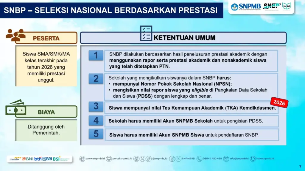 Cara Mendaftar SNBP 2026 dengan Sistem TKA Baru