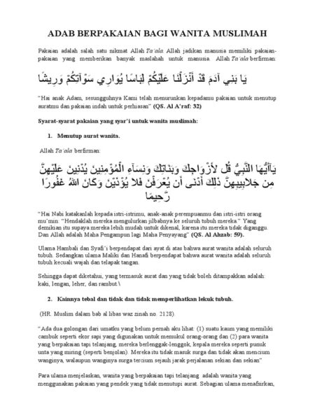 Adab Berpakaian Laki-Laki dan Perempuan dalam Alquran dan Hadits