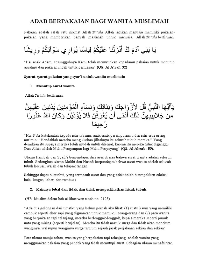 Adab Berpakaian Laki-Laki dan Perempuan dalam Alquran dan Hadits