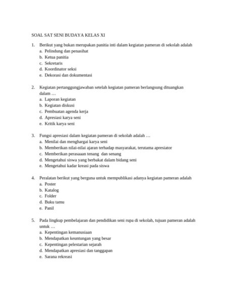 70 jawaban soal seni budaya kelas 12 semester 2, siap hadapi ujian