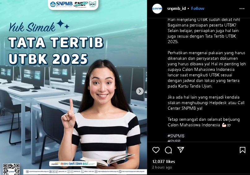 Catat Segera Tata Tertib UTBK SNBT 2026 untuk Siswa Kelas 12 SMA/SMK