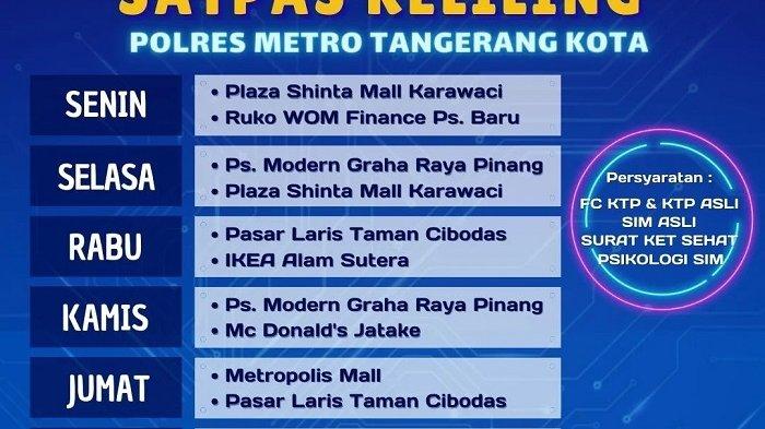 SIM Keliling Tangerang 11 April 2026, Dua Titik Layanan